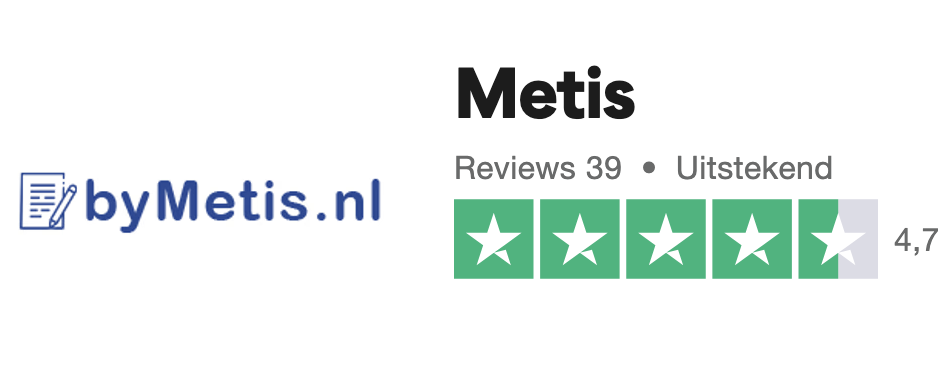 Afbeelding van review score op Trustpilot van 4.7 met 39 reviews voor Metis